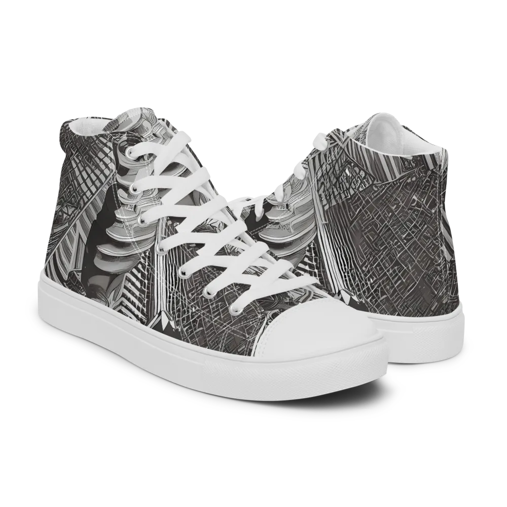 Piranesi's Web on Men's High Top Canvas Shoes — Right