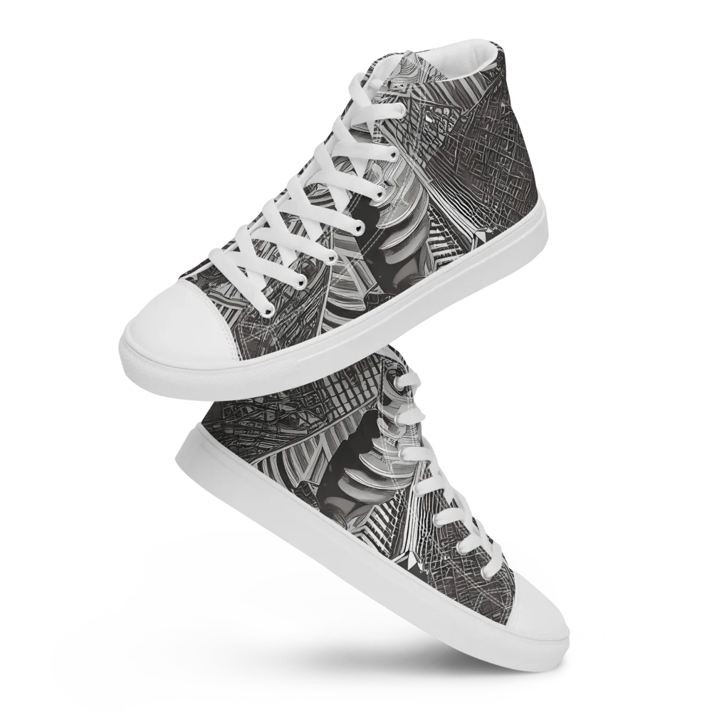 Piranesi's Web on Men's High Top Canvas Shoes — Front