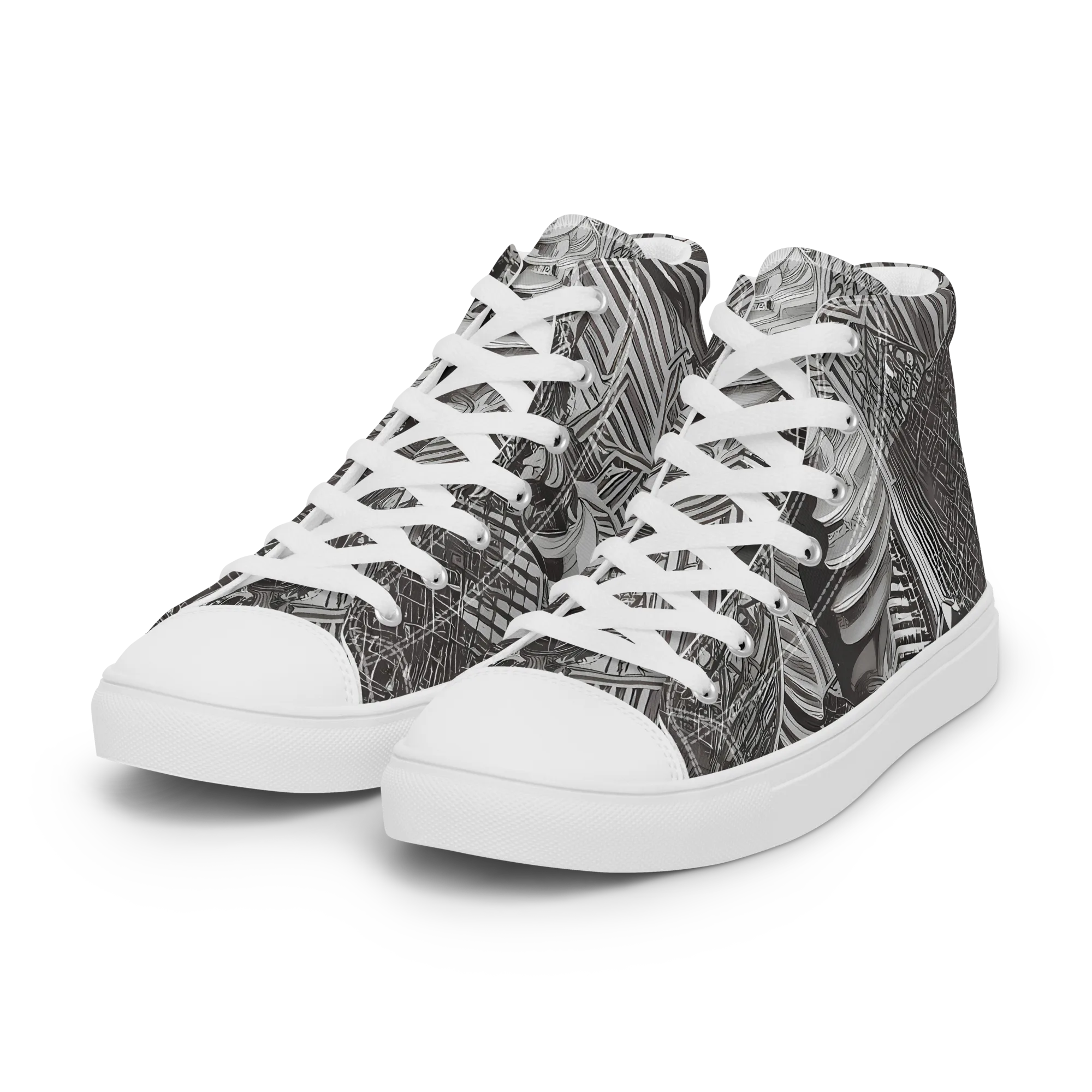 Piranesi's Web on Women's High Top Canvas Shoes — Left Front