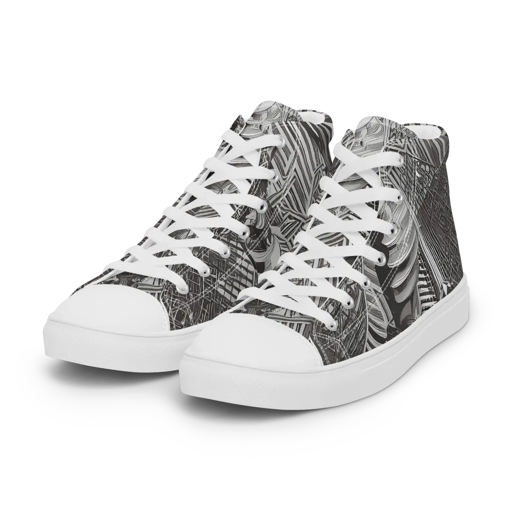 Piranesi's Web on Women's High Top Canvas Shoes — Left Front