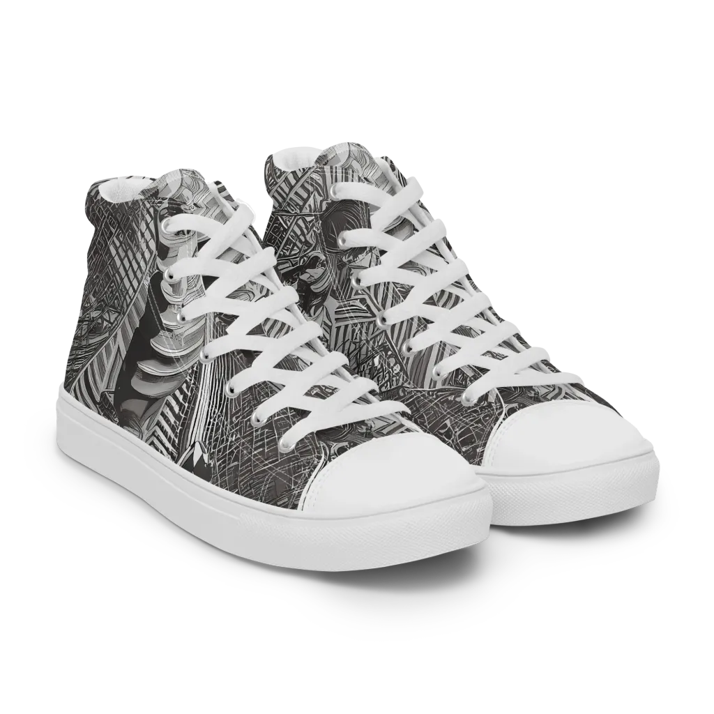Piranesi's Web on Women's High Top Canvas Shoes — Right Front