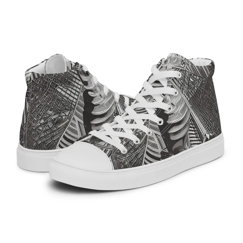 Piranesi's Web on Women's High Top Canvas Shoes — Left