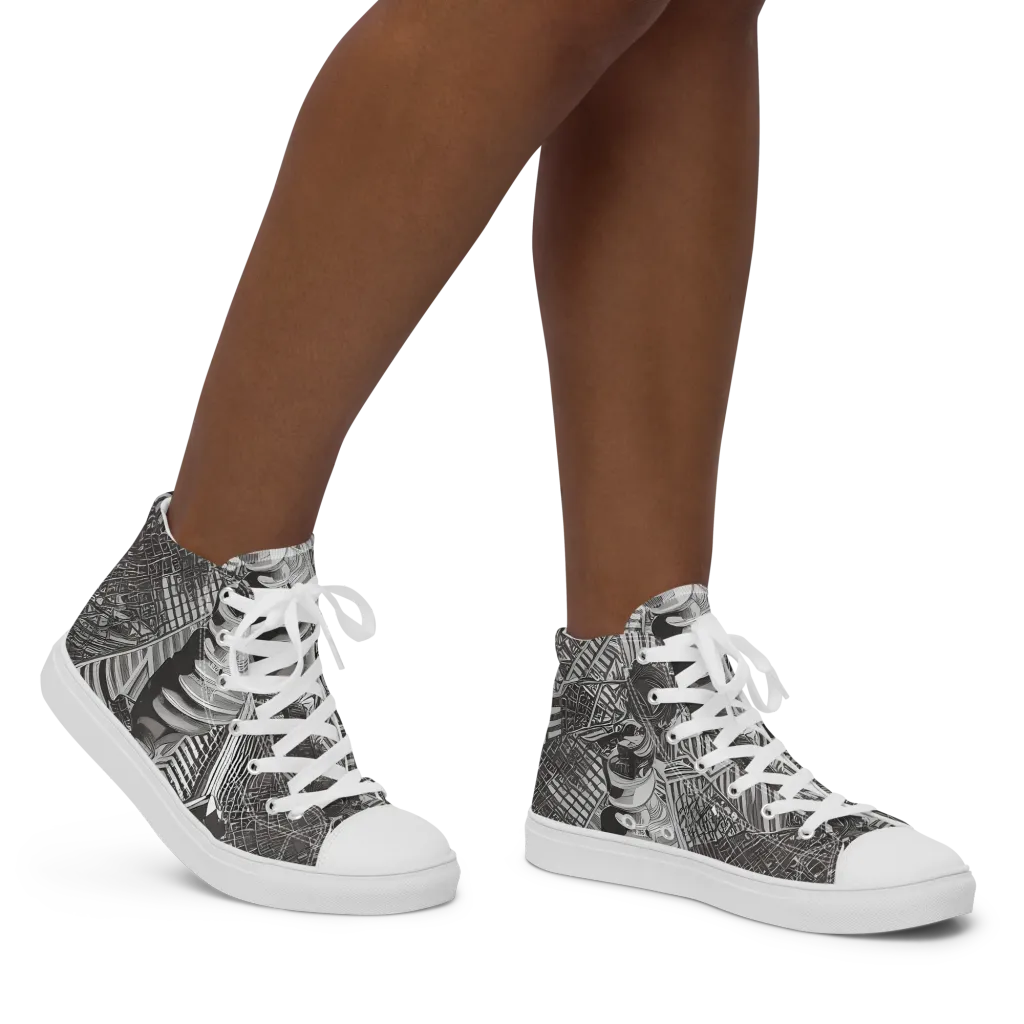Piranesi's Web on Women's High Top Canvas Shoes — Right
