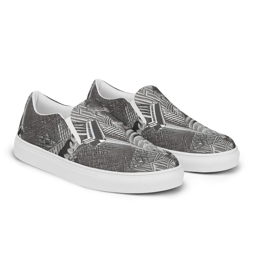 Piranesi's Web on Men's Slip-On Canvas Shoes — Right Front