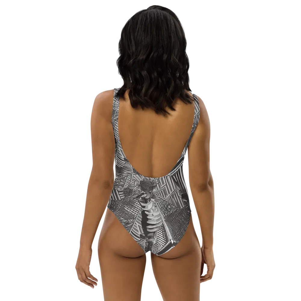 Piranesi's Web on One-Piece Swimsuit — Back