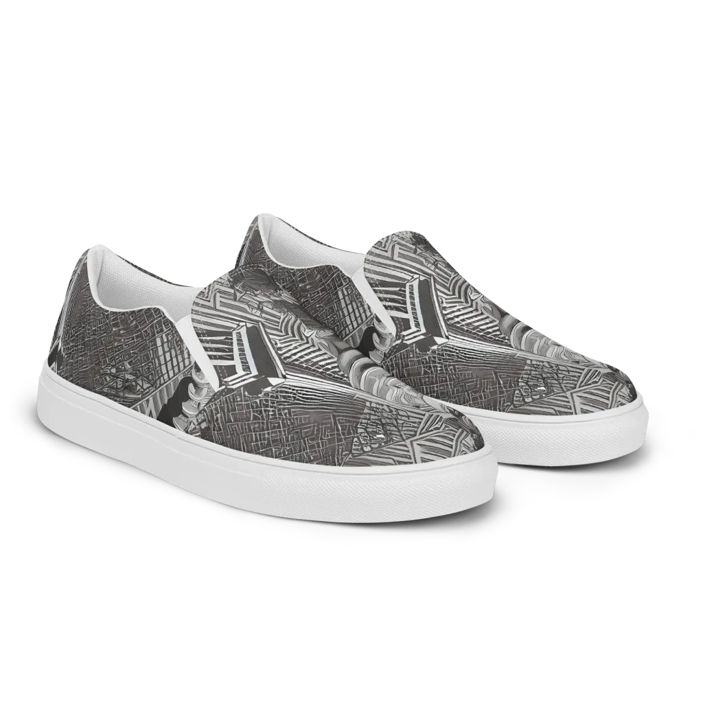 Piranesi's Web on Women's Slip-On Canvas Shoes — Right Front