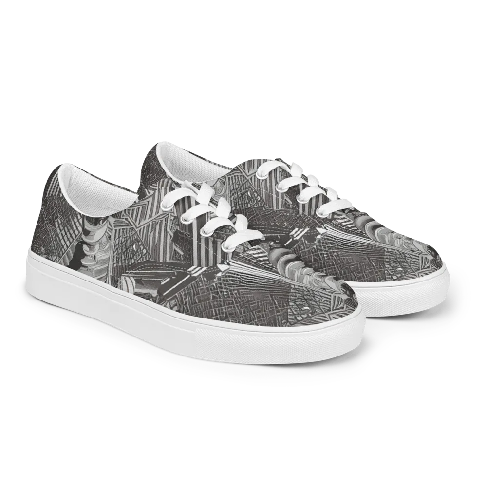 Piranesi's Web on Men's Lace-Up Canvas Shoes — Right Front