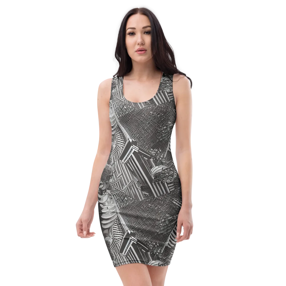 Piranesi's Web on Bodycon Dress — Front