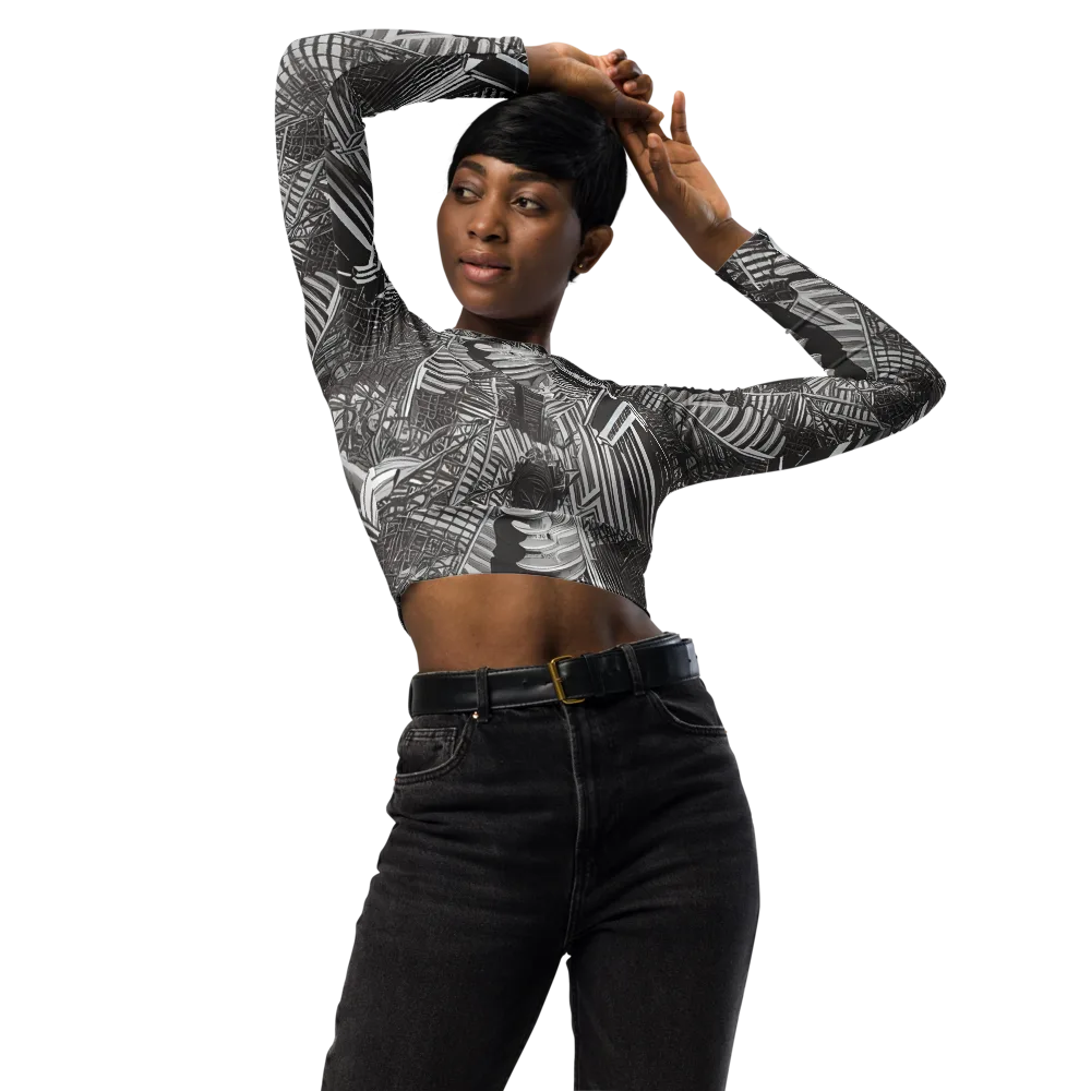 Piranesi's Web on Long Sleeve Crop Top — Front