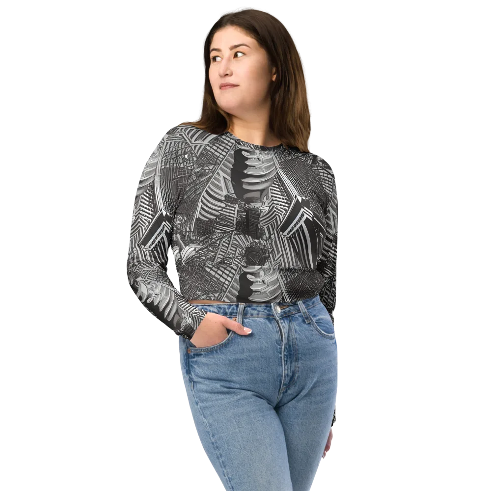 Piranesi's Web on Long Sleeve Crop Top — Front