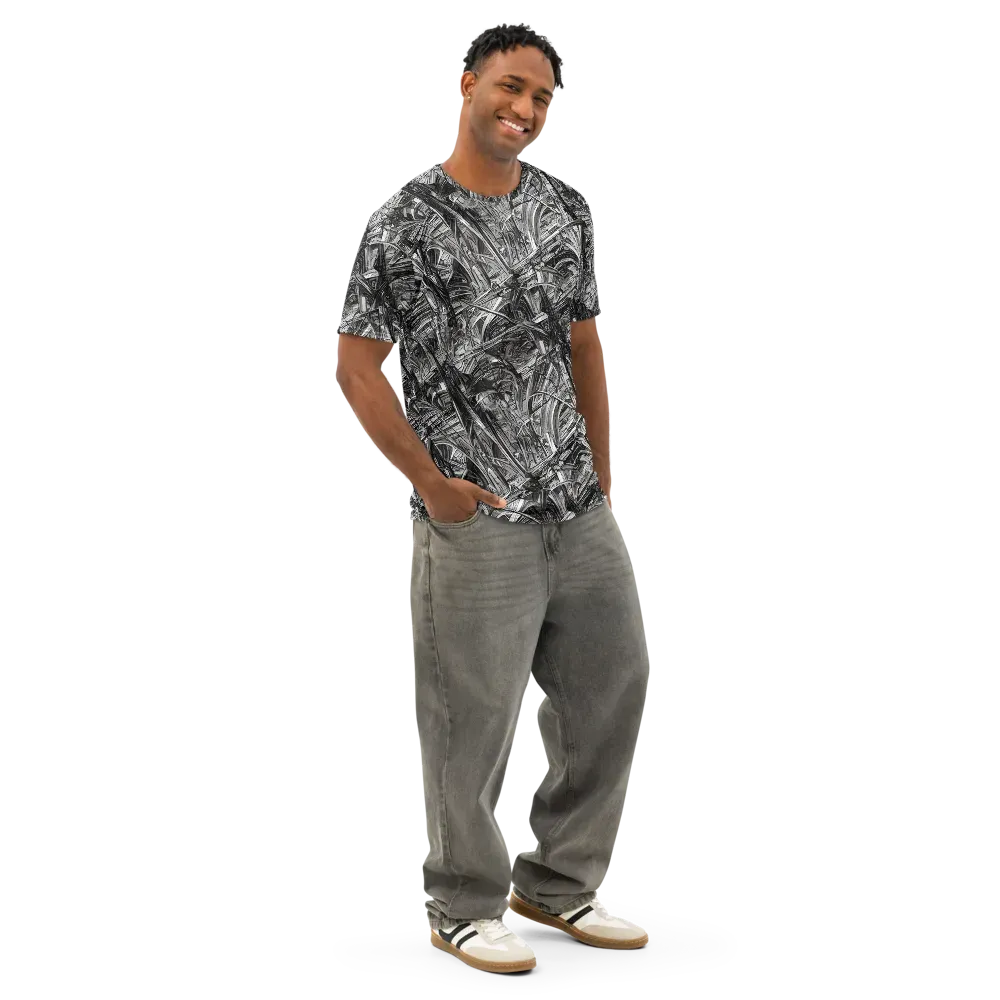 Gothic Whirlwind on Men's Cotton Crew Neck T-Shirt — Right Front