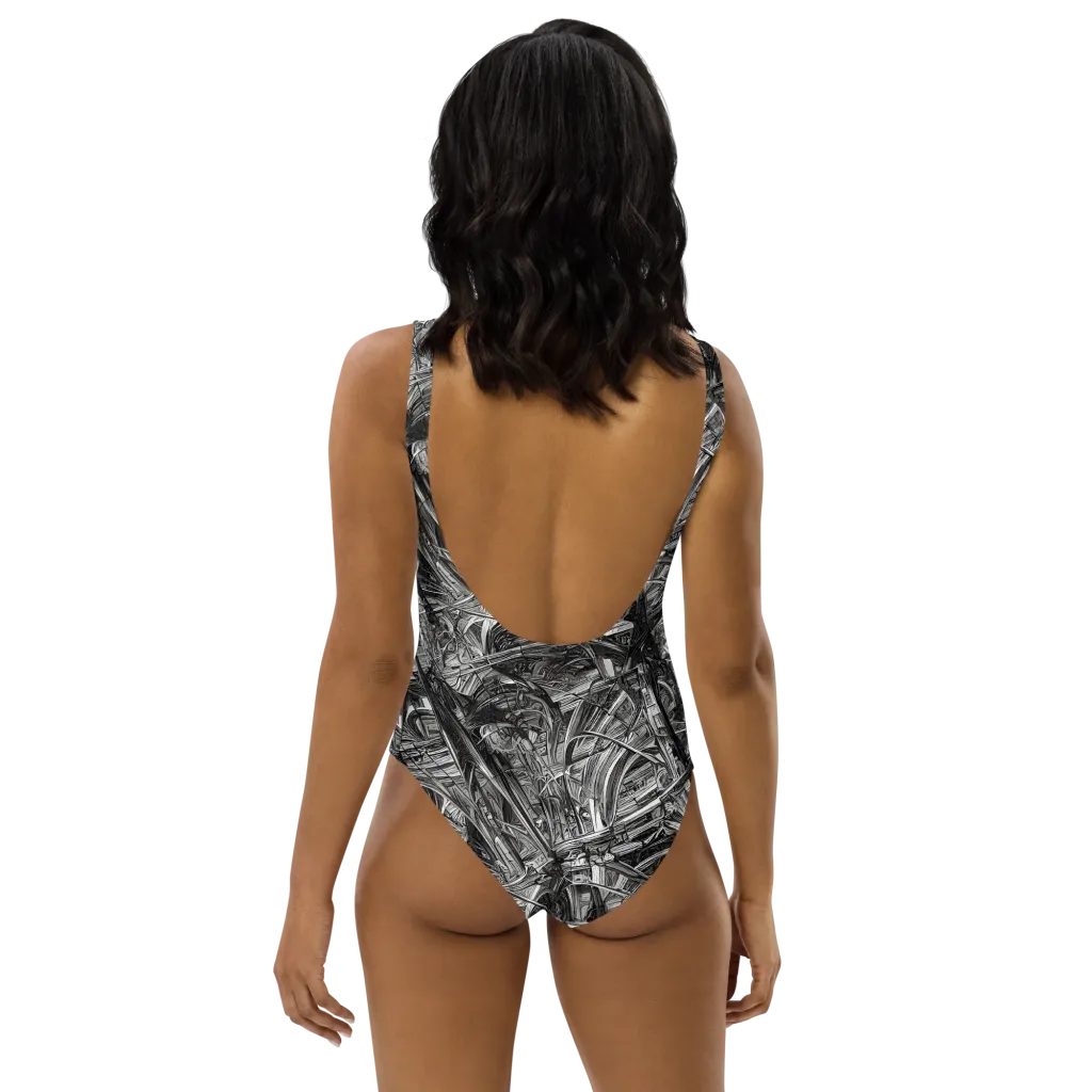Gothic Whirlwind on One-Piece Swimsuit — Back