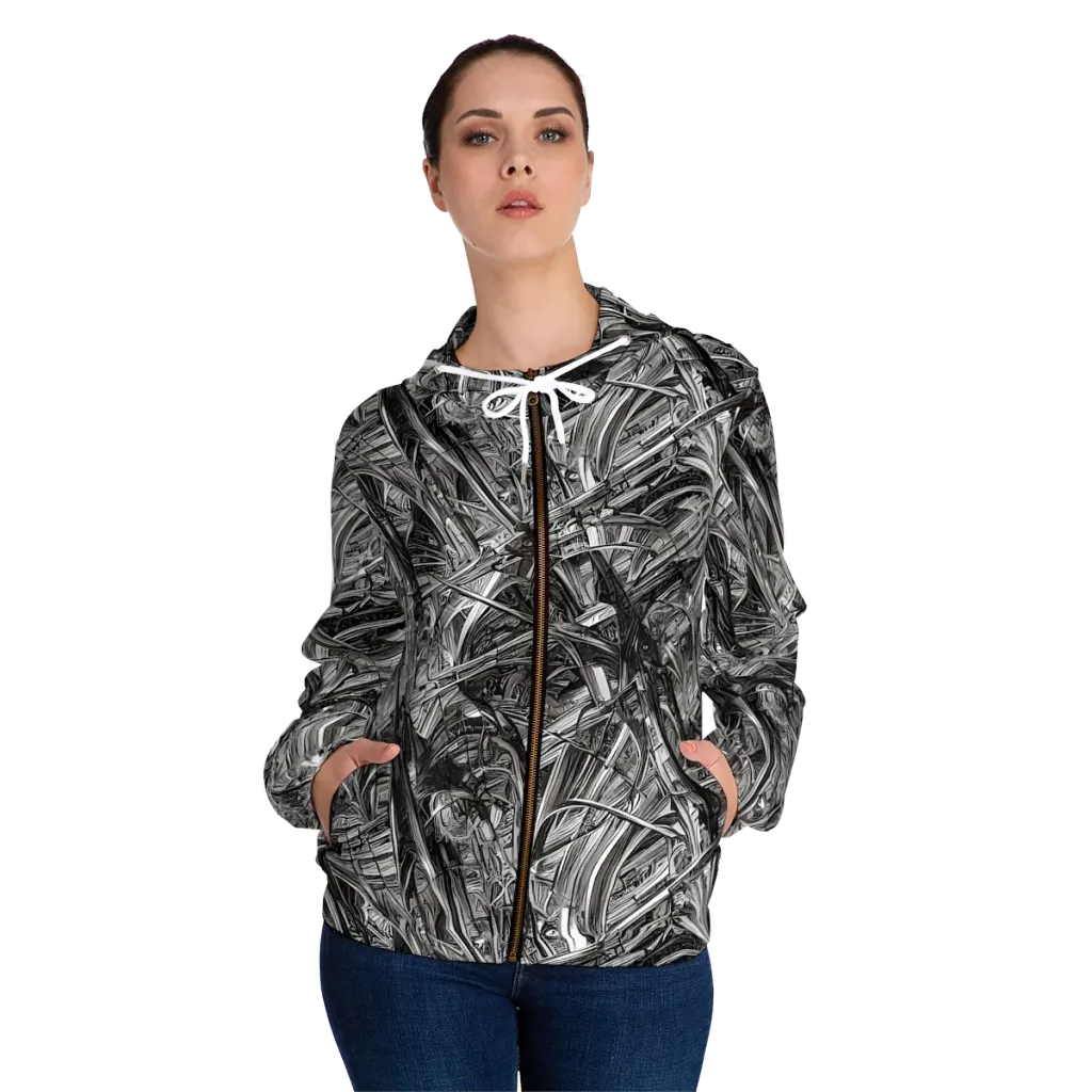 Gothic Whirlwind on Women's Full-Zip Hoodie — Front On Person
