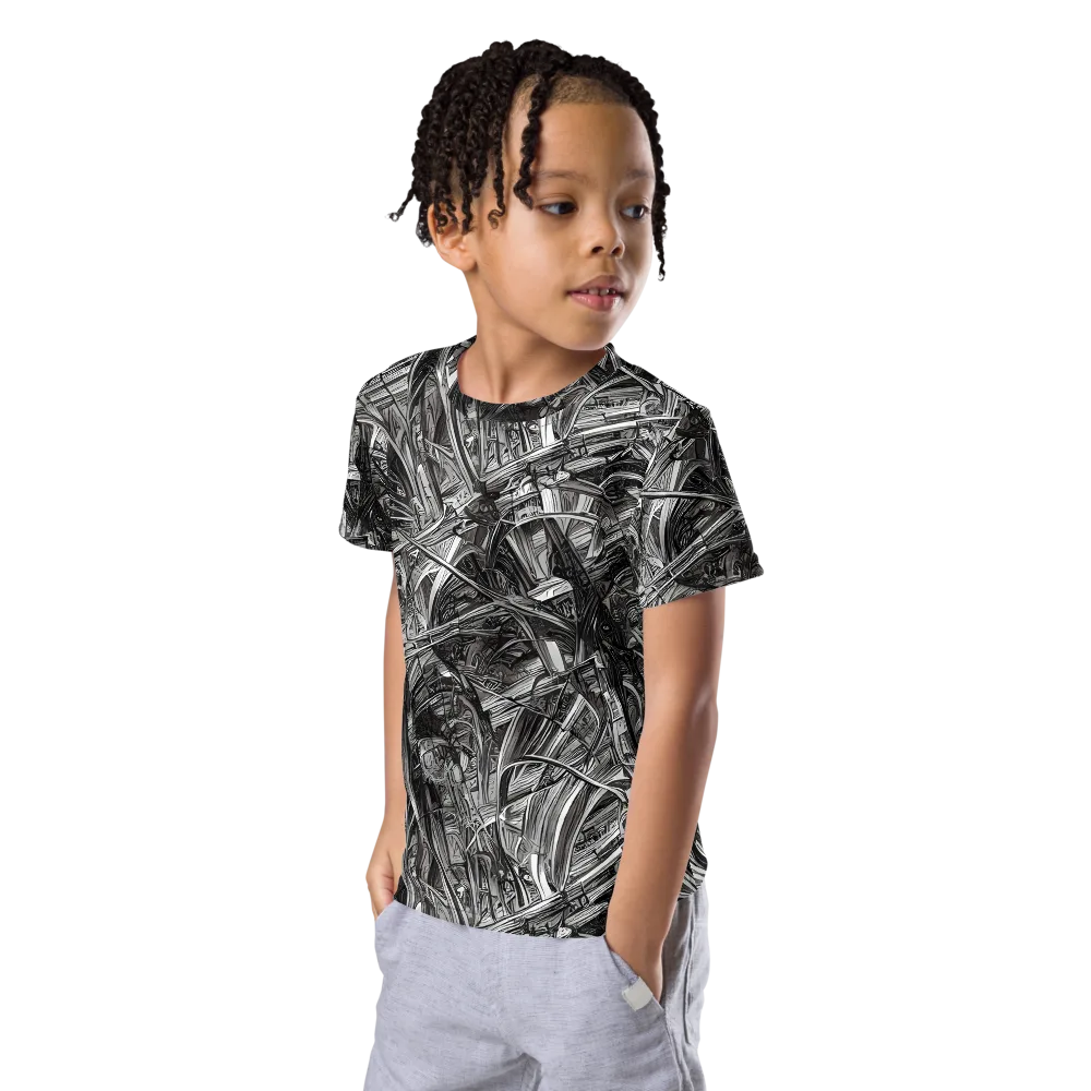 Gothic Whirlwind on Kids Crew Neck T-Shirt — Left Front