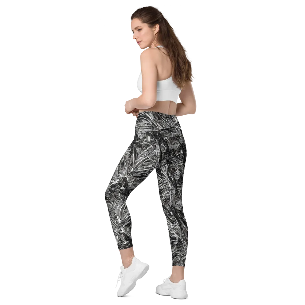 Gothic Whirlwind on Leggings with Pockets — Left Back