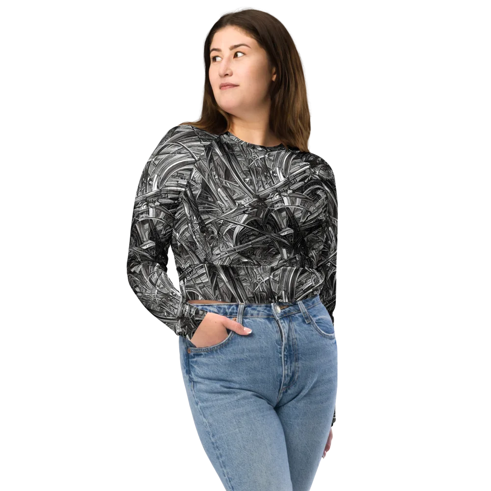 Gothic Whirlwind on Long Sleeve Crop Top — Front