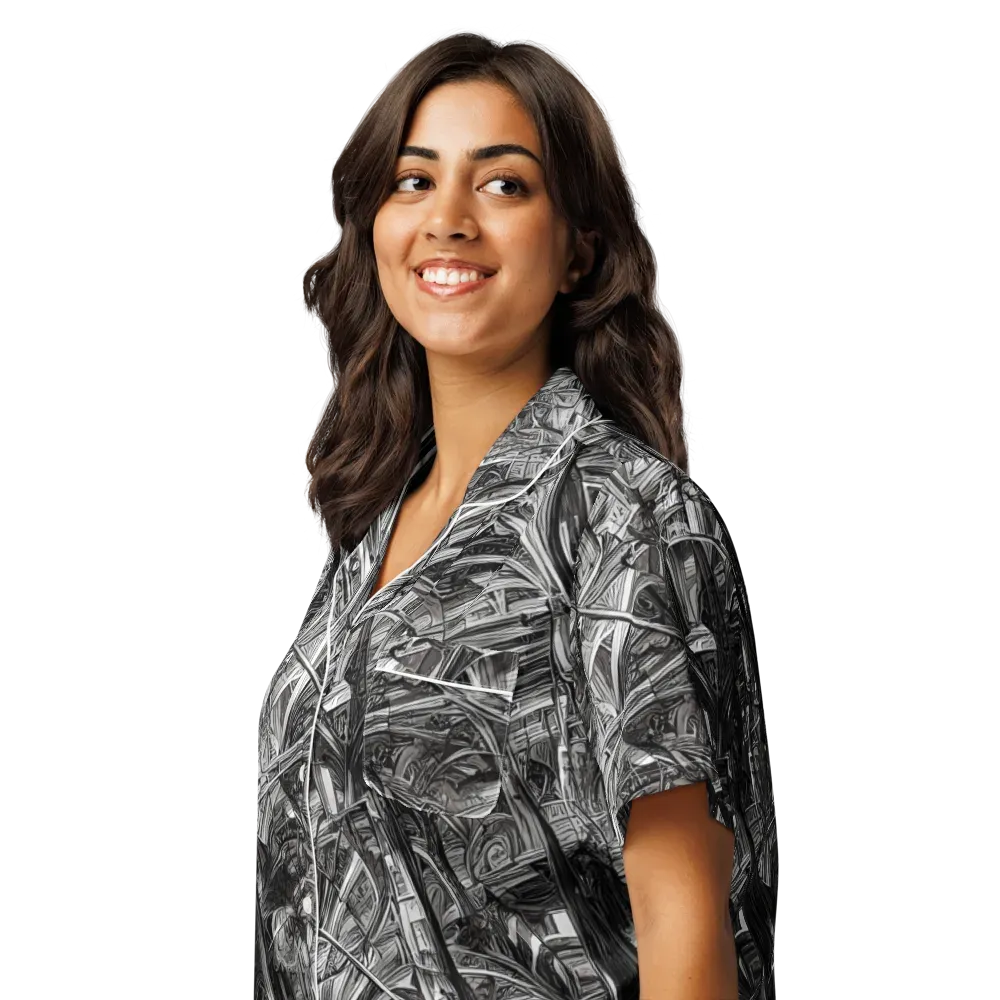 Gothic Whirlwind on Women's Short Sleeve Pajama Top — Left Front