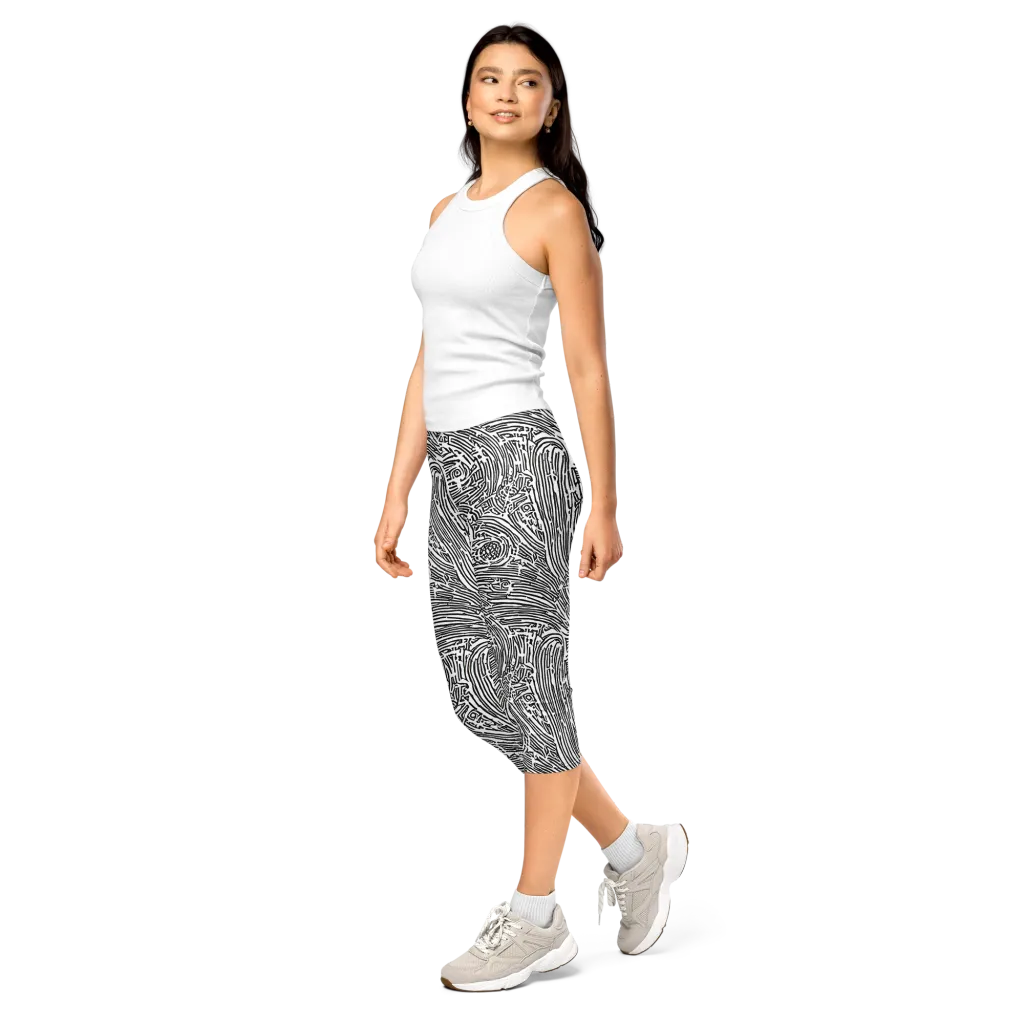 Whirlpool Echoes on Capri Leggings — Left Front