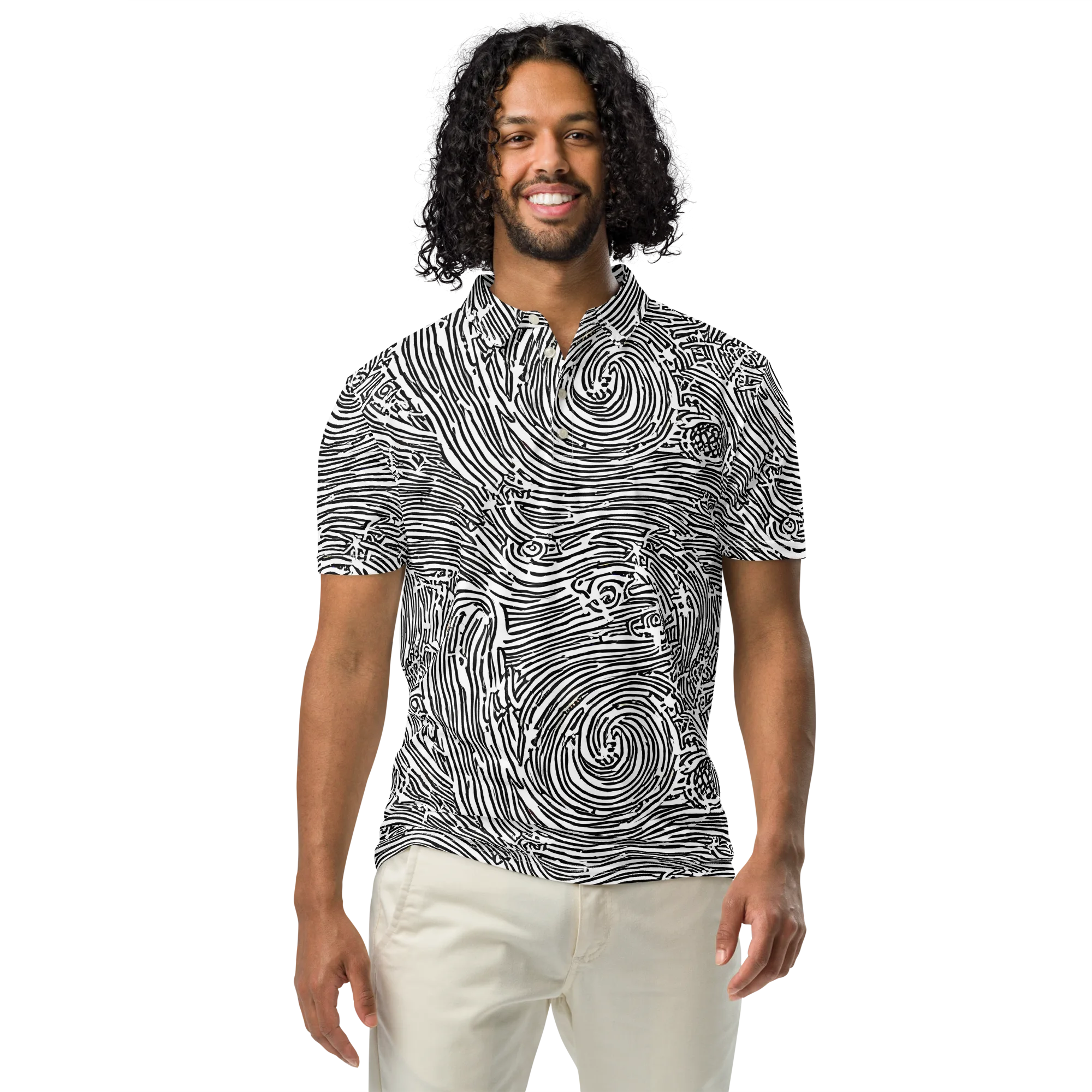 Whirlpool Echoes on Men's Slim Fit Polo Shirt — Front