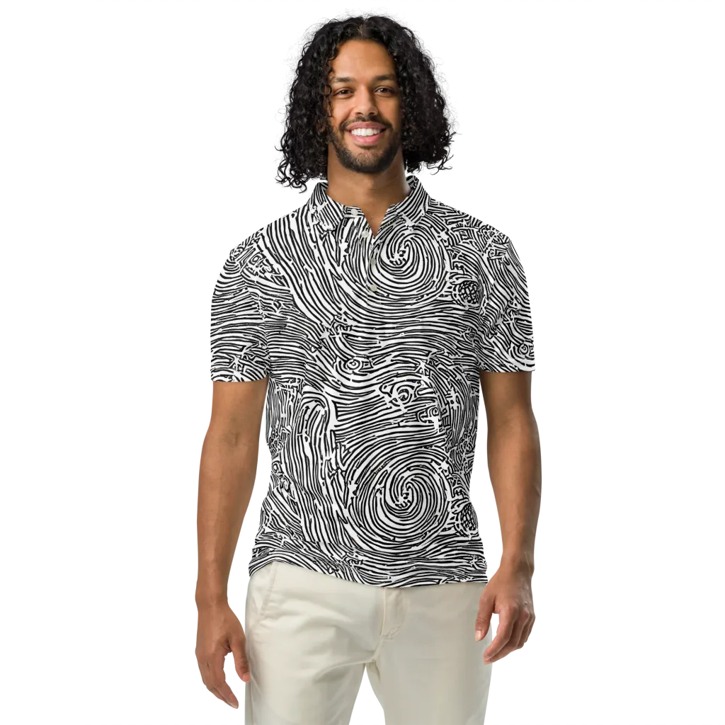 Whirlpool Echoes on Men's Slim Fit Polo Shirt — Front