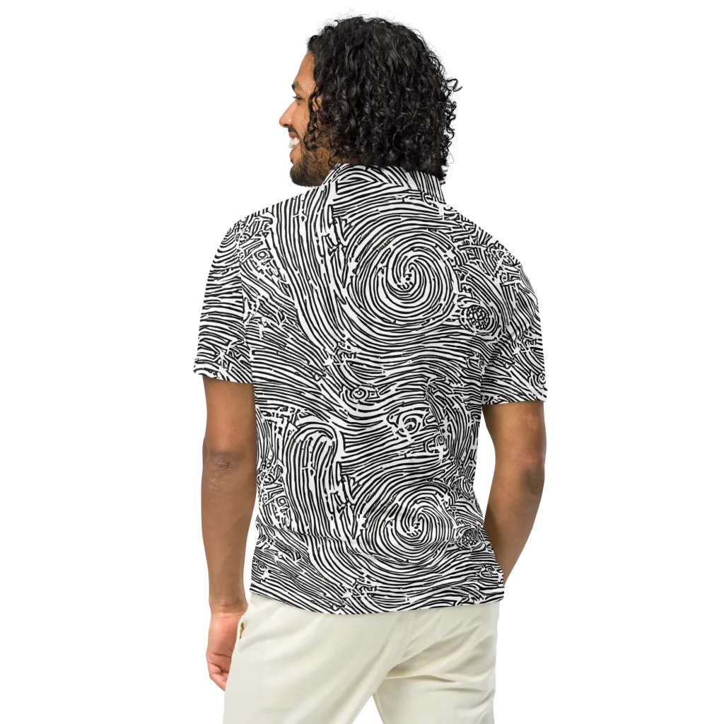 Whirlpool Echoes on Men's Slim Fit Polo Shirt — Back