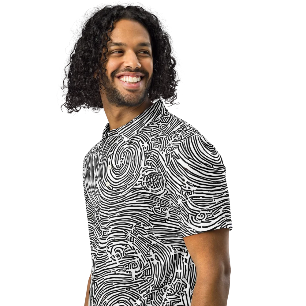 Whirlpool Echoes on Men's Slim Fit Polo Shirt — Left Front