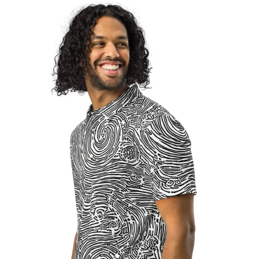 Whirlpool Echoes on a Men's Slim Fit Polo Shirt