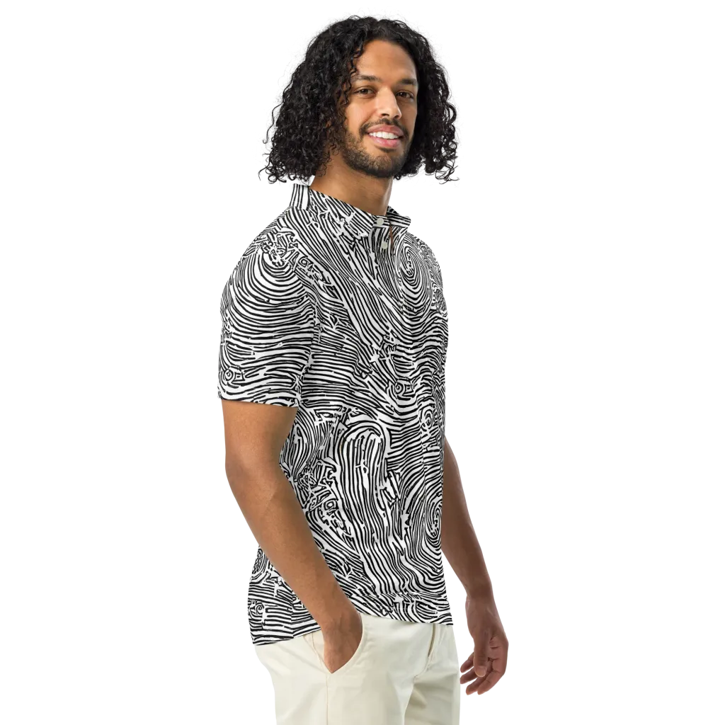 Whirlpool Echoes on Men's Slim Fit Polo Shirt — Right Front