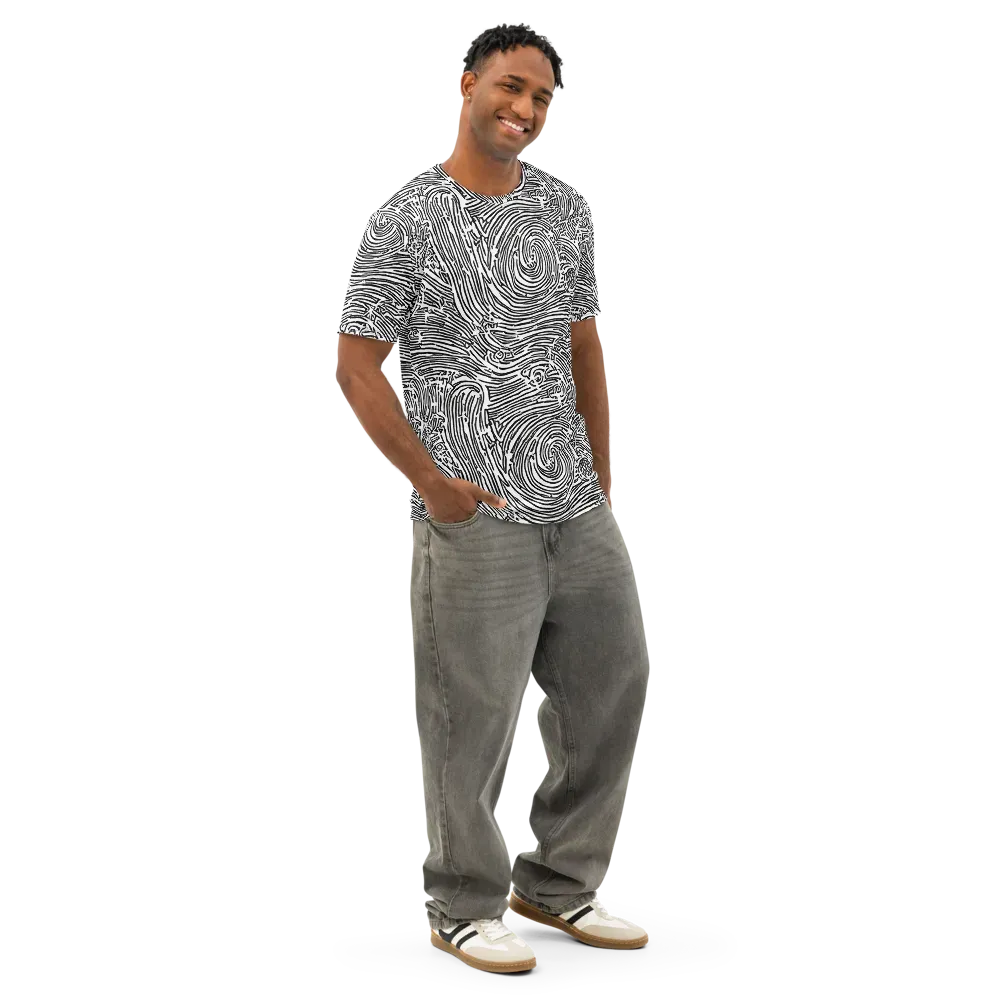 Whirlpool Echoes on Men's Cotton Crew Neck T-Shirt — Right Front