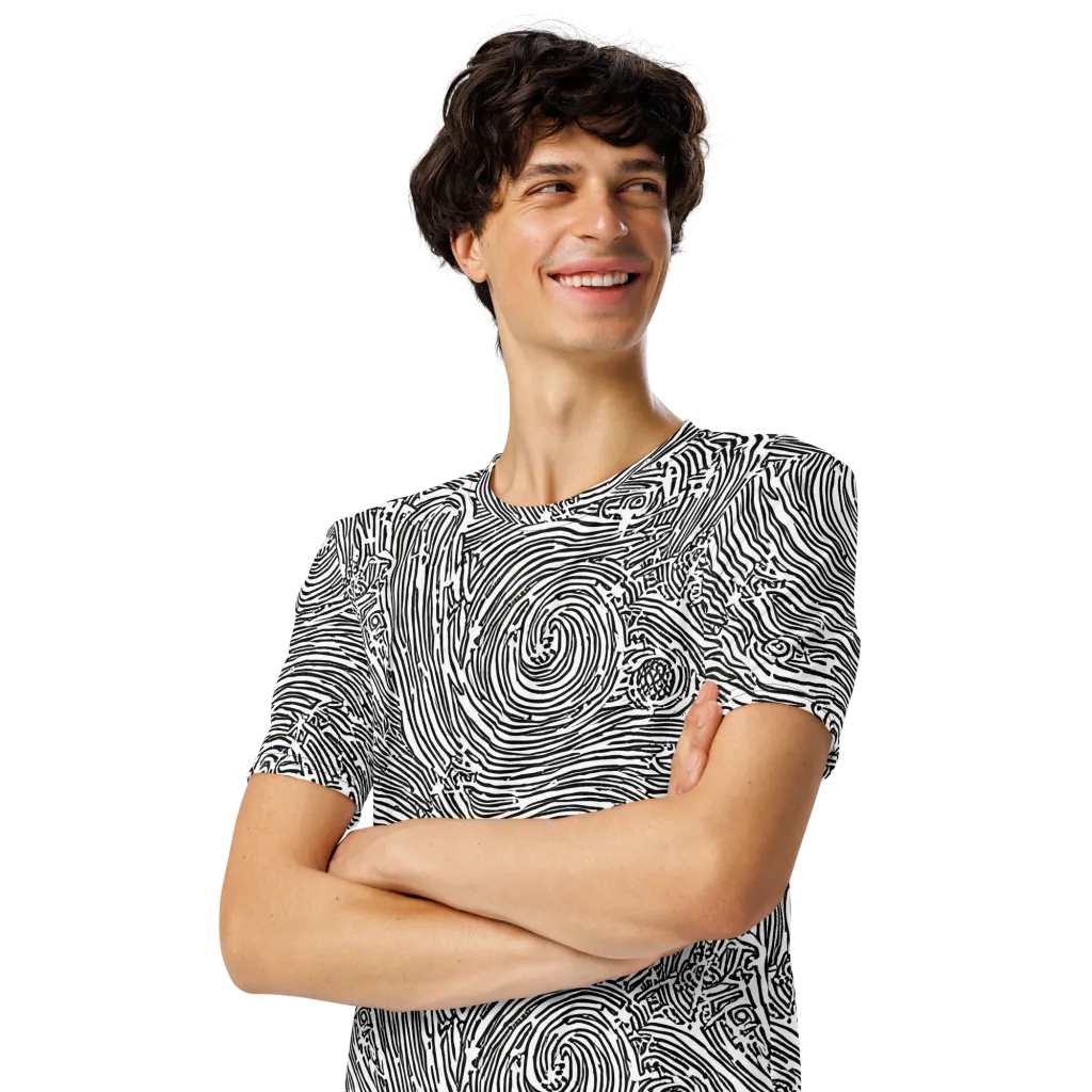 Whirlpool Echoes on Men's Crew Neck T-Shirt — Left Front
