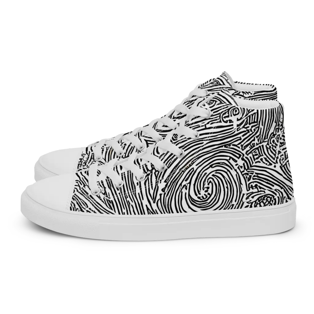 Whirlpool Echoes on Men's High Top Canvas Shoes — Left