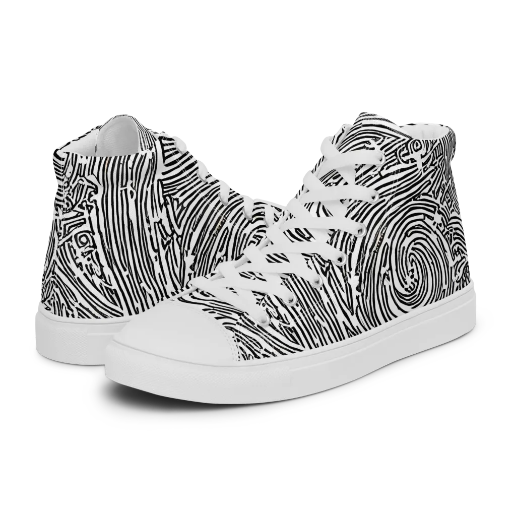 Whirlpool Echoes on Men's High Top Canvas Shoes — Left