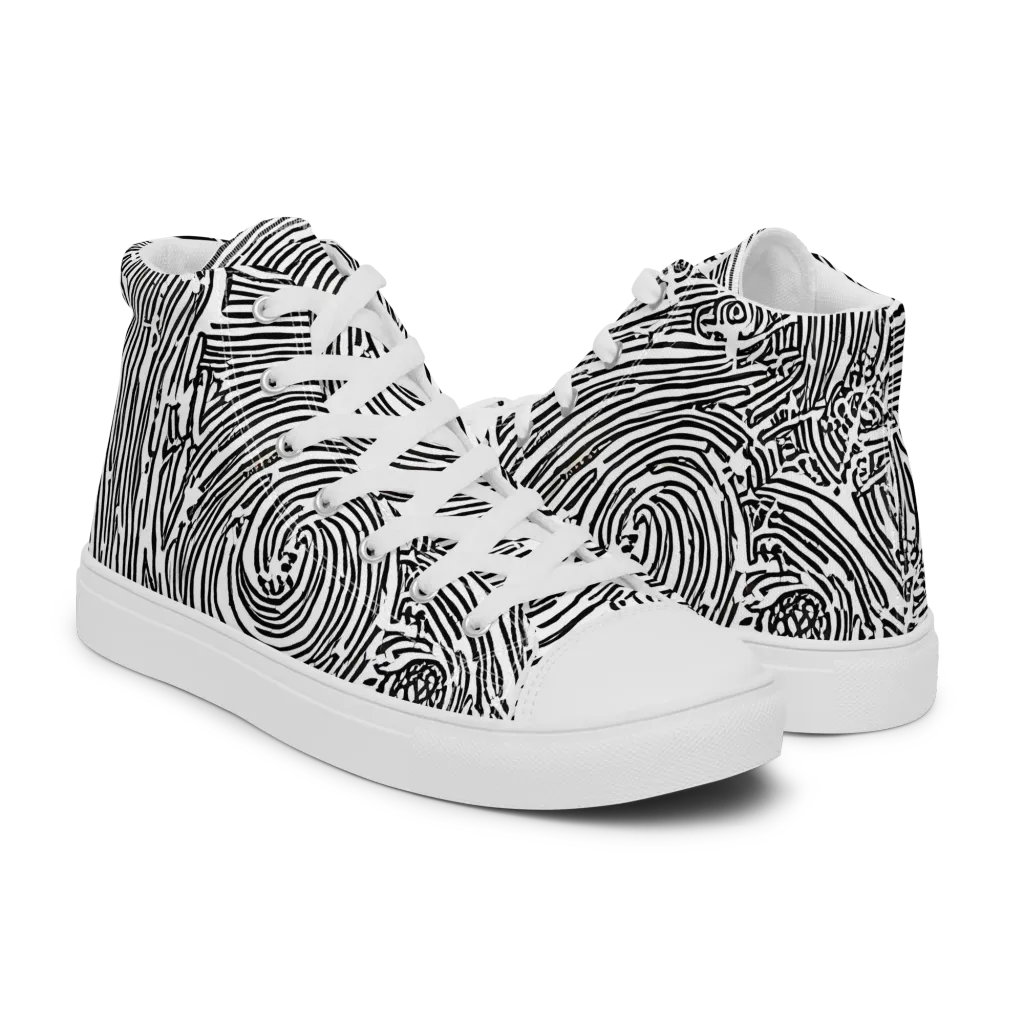 Whirlpool Echoes on Men's High Top Canvas Shoes — Right