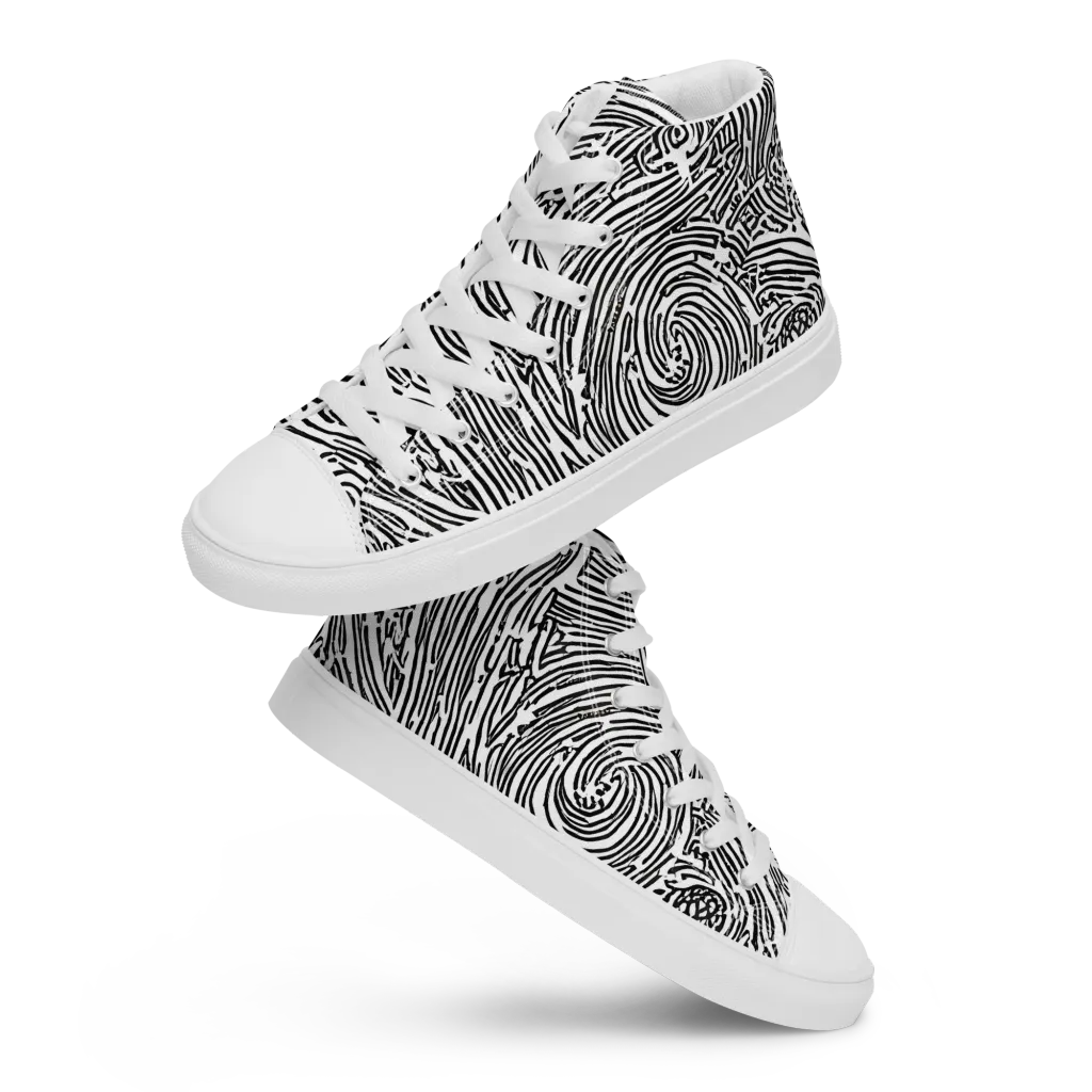 Whirlpool Echoes on Men's High Top Canvas Shoes — Front