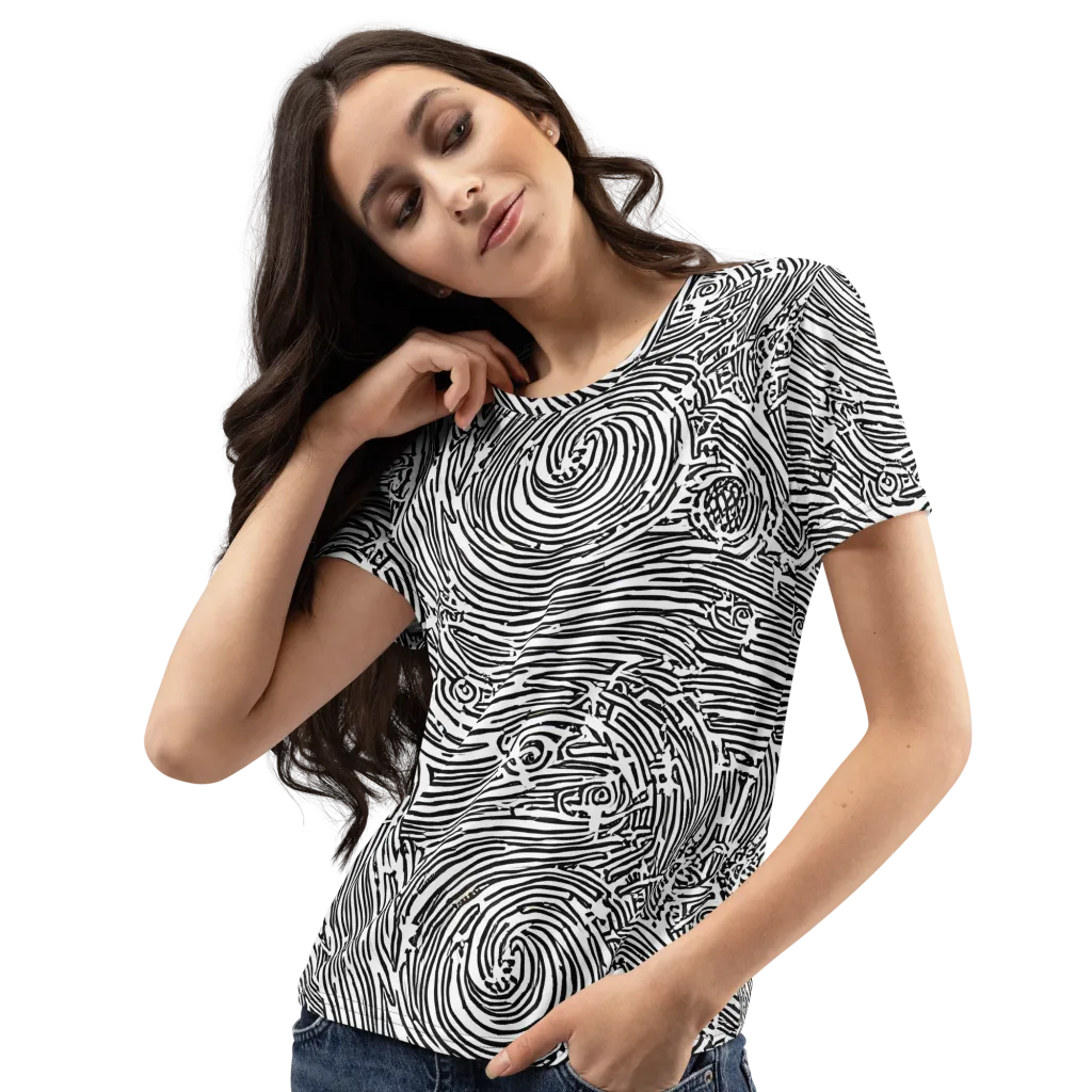 Whirlpool Echoes on Women's Crew Neck T-Shirt — Left Front