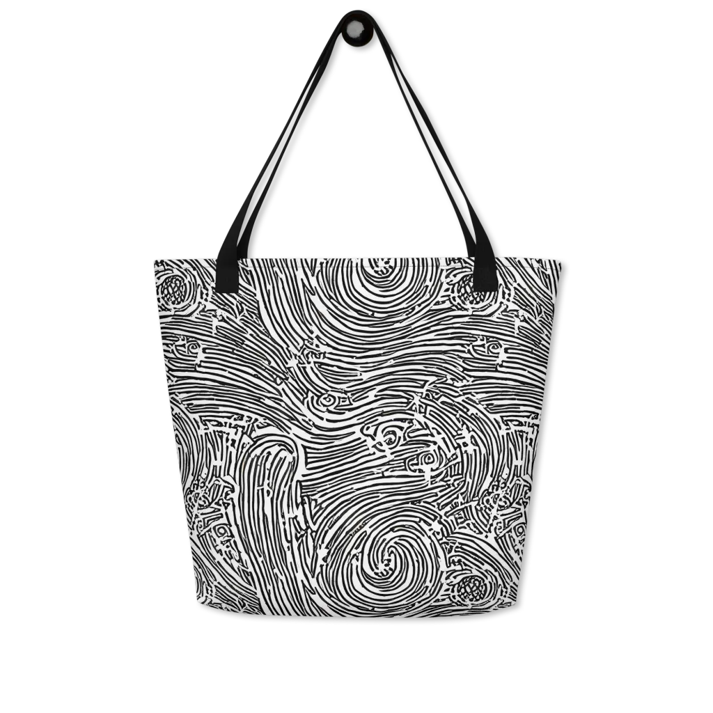 Whirlpool Echoes on Large Tote Bag W/ Pocket — Front
