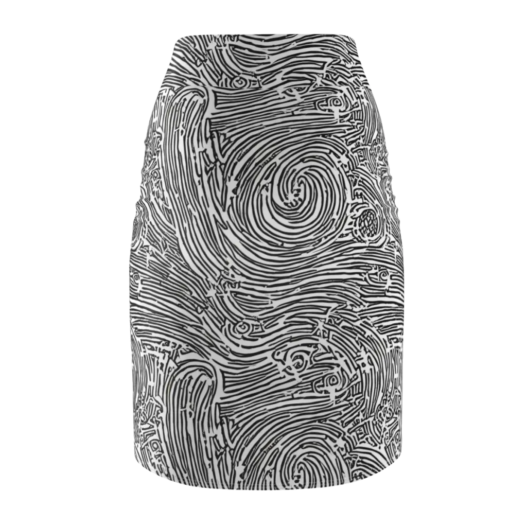 Whirlpool Echoes on Pencil Skirt — Back