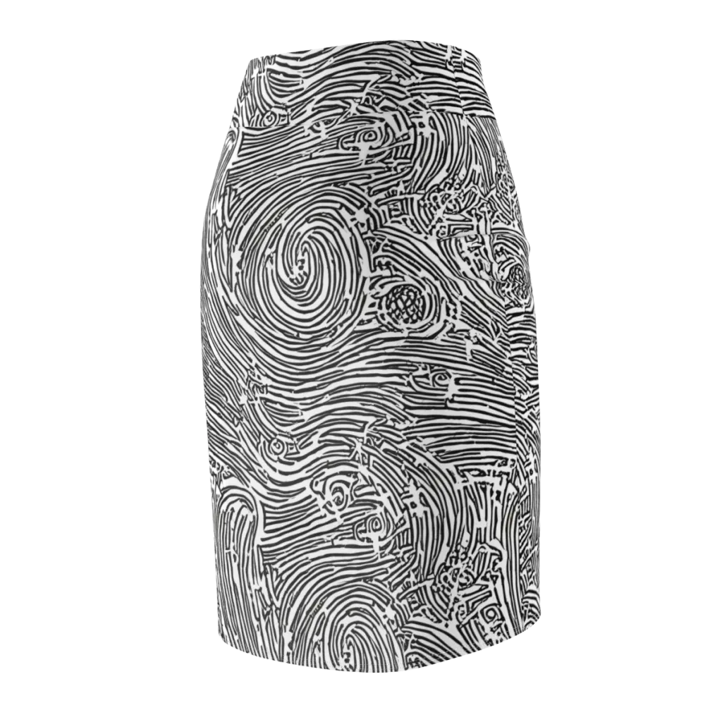 Whirlpool Echoes on Pencil Skirt — Back Side