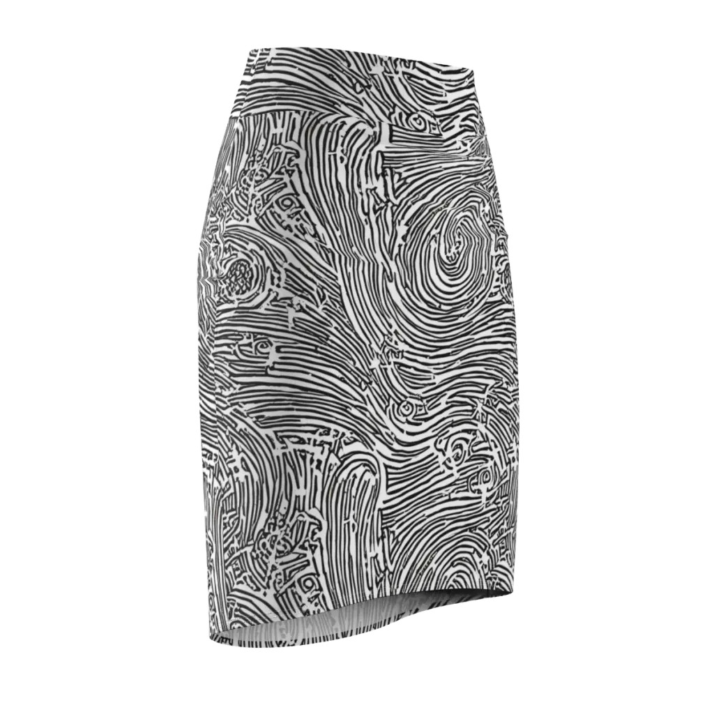Whirlpool Echoes on Pencil Skirt — Front Side