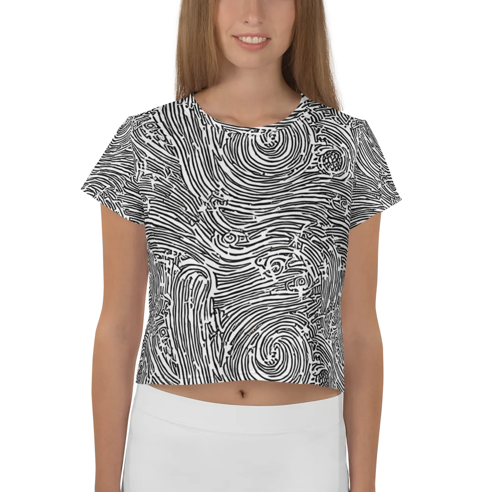 Whirlpool Echoes on Crop Tee — Front
