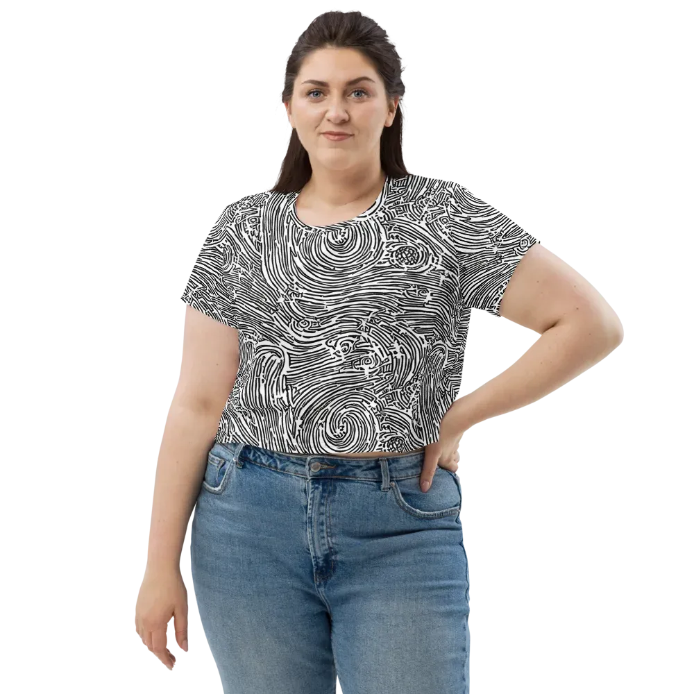 Whirlpool Echoes on Crop Tee — Front