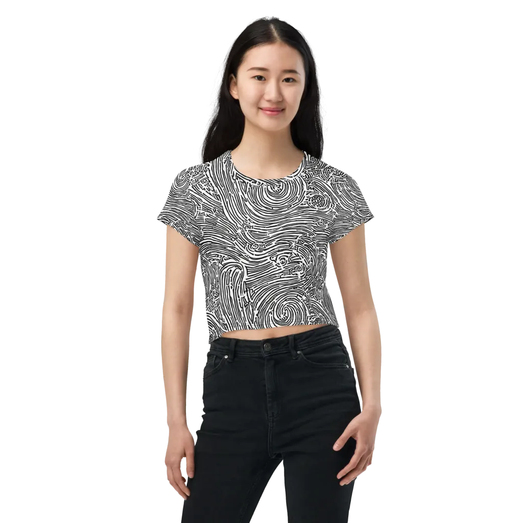 Whirlpool Echoes on Crop Tee — Front