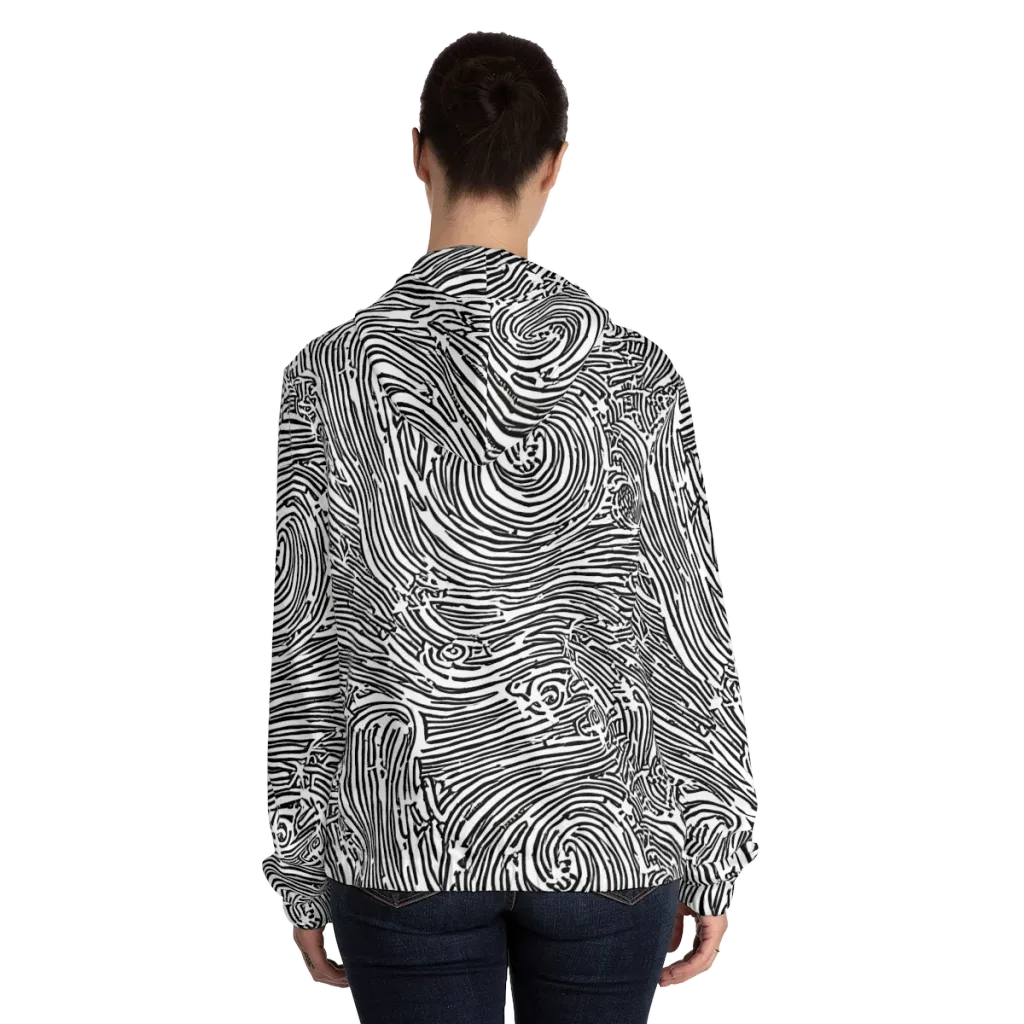 Whirlpool Echoes on Women's Full-Zip Hoodie — Back On Person
