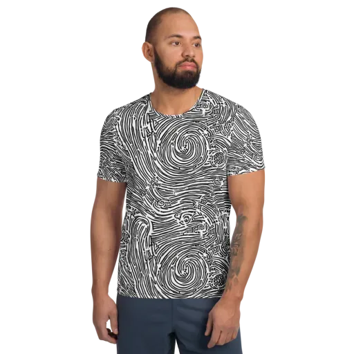 Whirlpool Echoes on a Men's Athletic T-Shirt