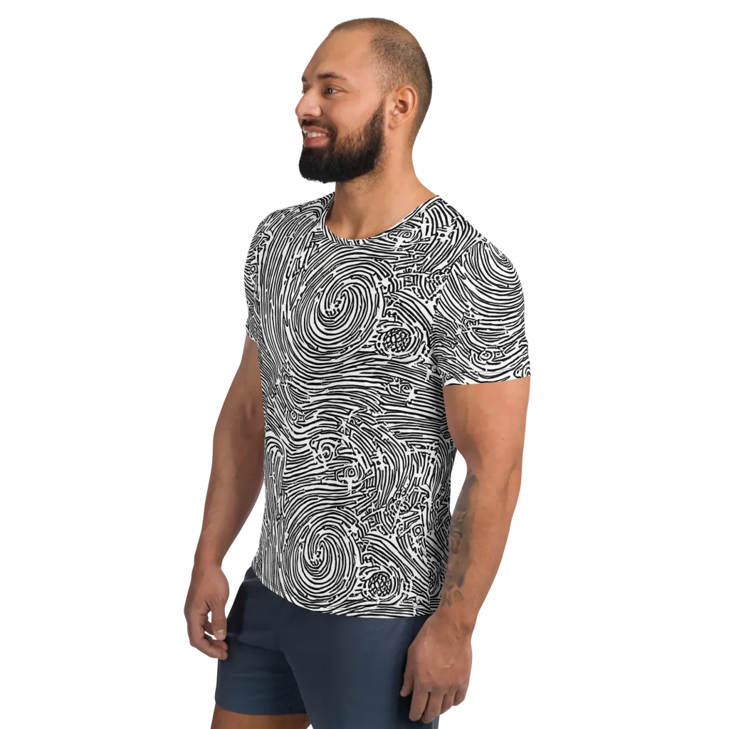 Whirlpool Echoes on Men's Athletic T-Shirt — Left