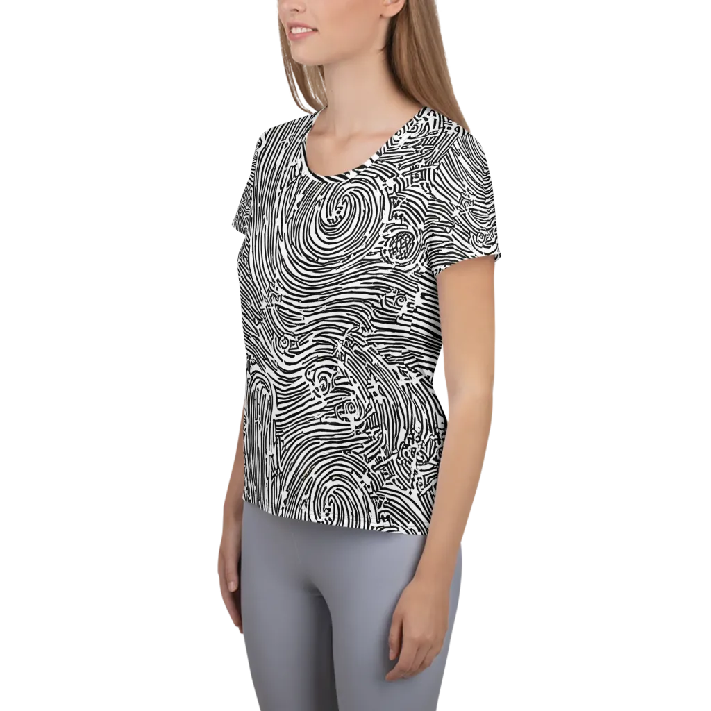 Whirlpool Echoes on Women's Athletic T-Shirt — Left
