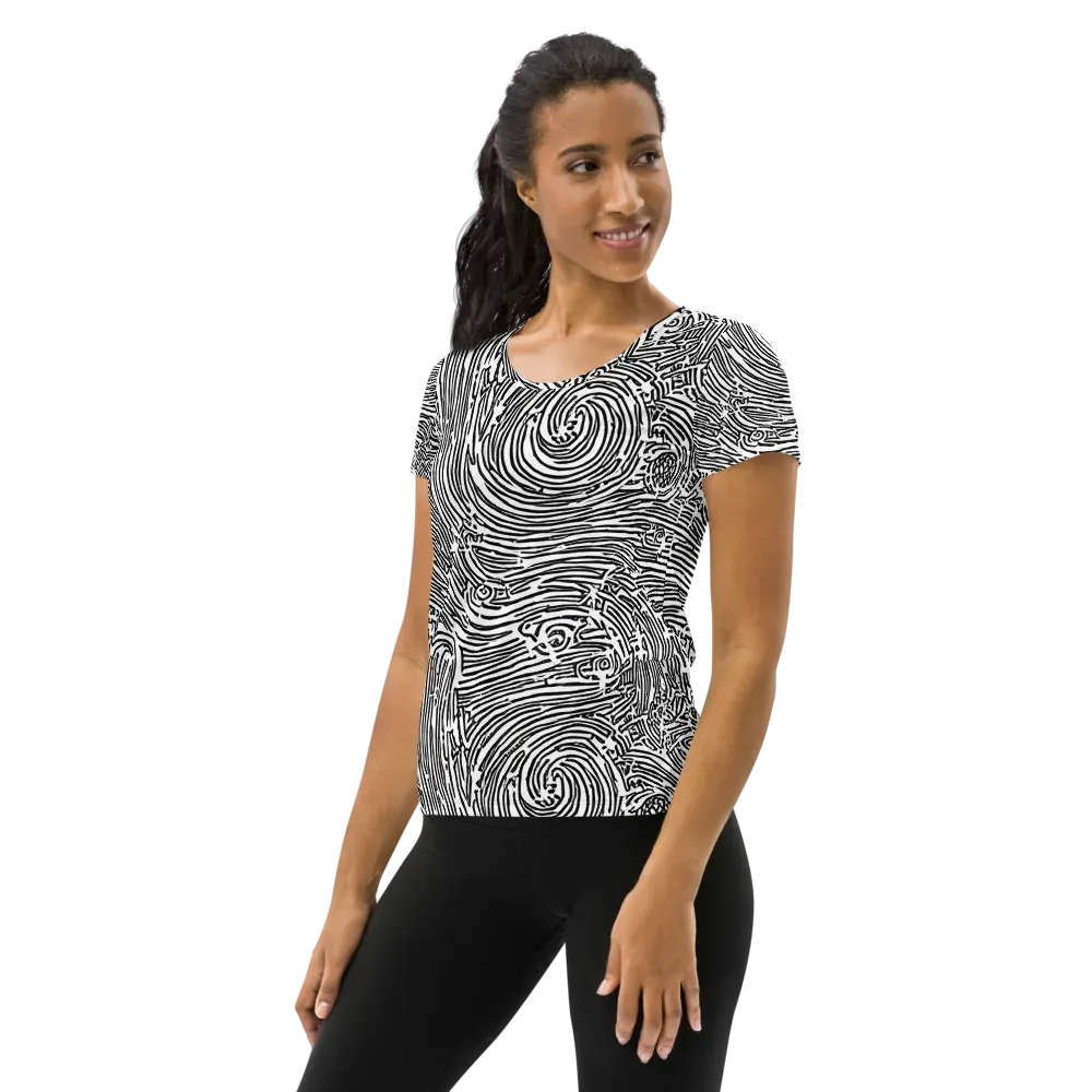 Whirlpool Echoes on Women's Athletic T-Shirt — Left