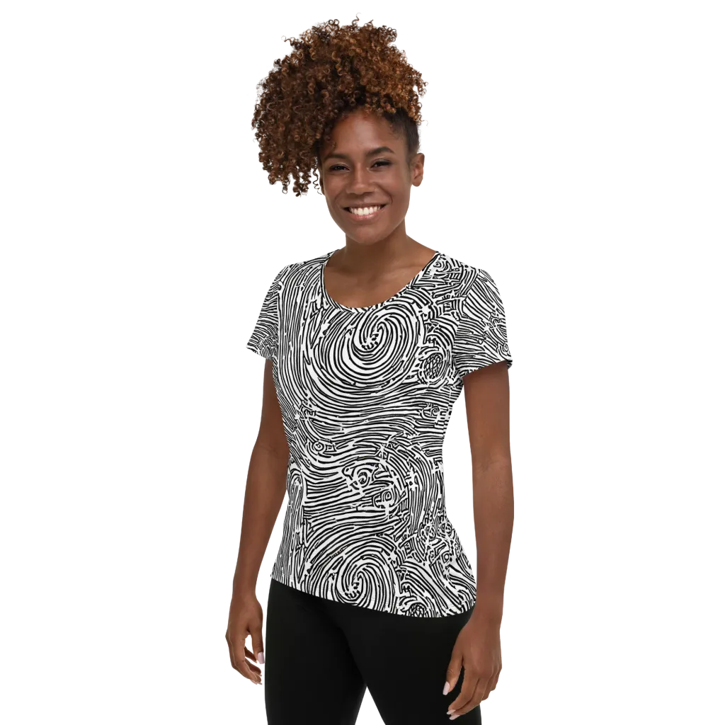 Whirlpool Echoes on Women's Athletic T-Shirt — Left