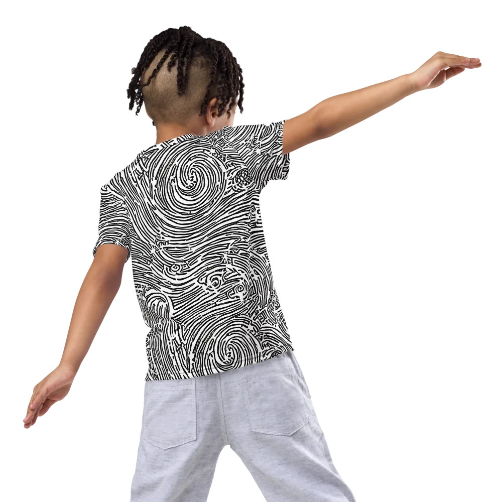 Whirlpool Echoes on Kids Crew Neck T-Shirt — Back
