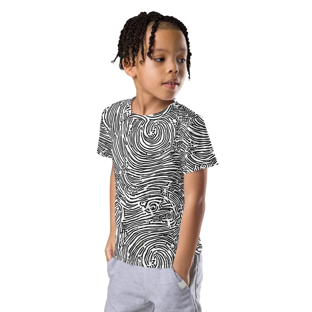 Whirlpool Echoes on Kids Crew Neck T-Shirt — Left Front
